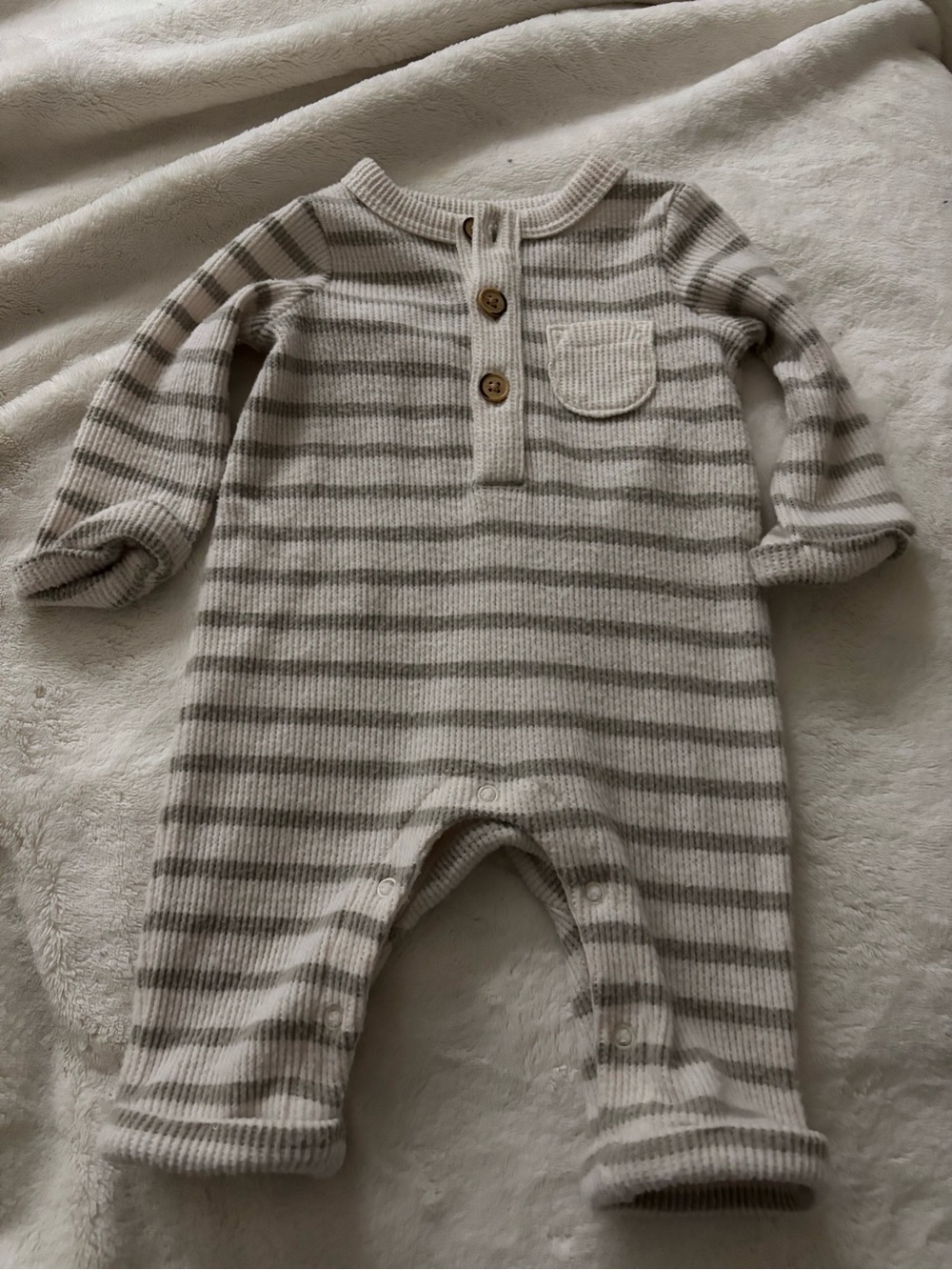 Cat & Jack Beige and Cream Striped Knit Footie